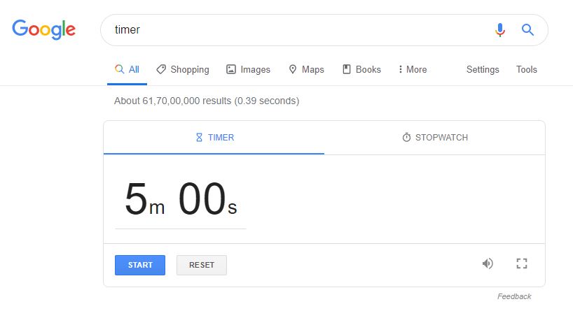 Timer and Stop Watch in Google Search Bar