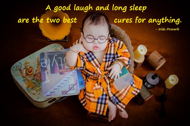 Cute kid sleeping pic with a mental health quote