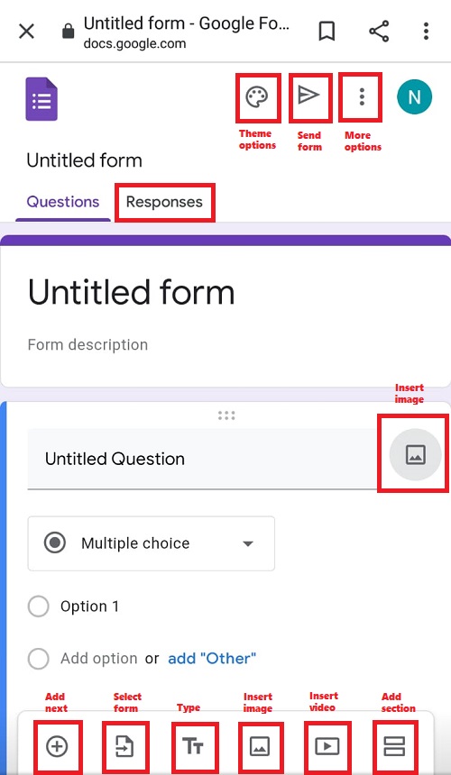 Screenshot of Tools to create Google Forms