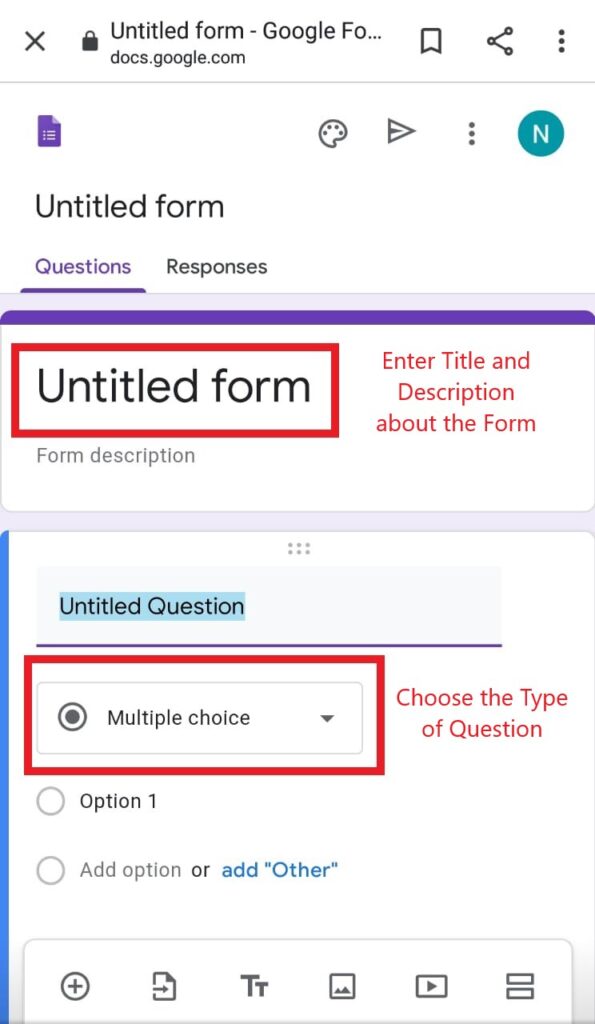 Screenshot of Untitled Google forms