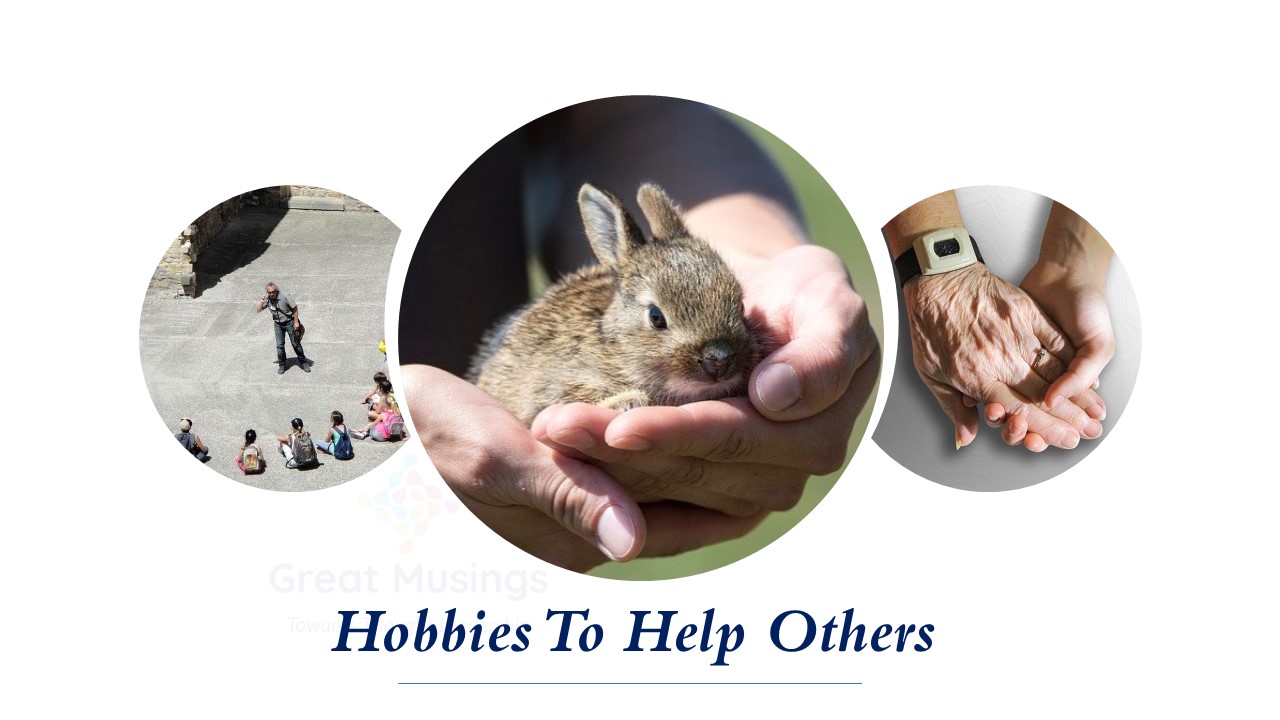 hobbies to help others: mentor, rabbit in a hand and helping hands