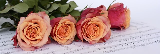 music notes and roses